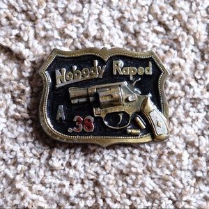Brass belt buckle .38 revolver NRA
